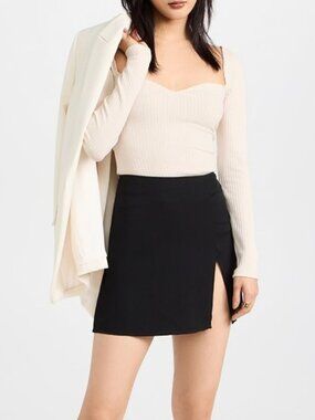 Reformation Black Midi Skirt Side Slit Size 6
